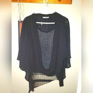 WOMENS Black Sparkle Fancy Top Size XL